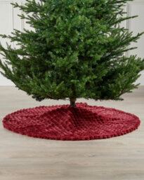 Werchristmas 122 Cm Burgundy Diamond Faux Fur Christmas Tree Skirt - thumbnail 3