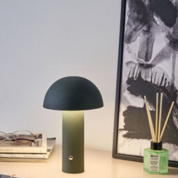 Wyld And Coco Novaglow Dark Green Mushroom Table Lamp Wireless Led Iron - Portable Cordless Touch Lamp With 3 Colour Temperatures - thumbnail 2