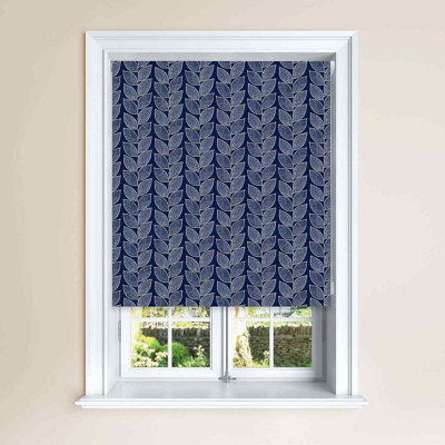 Lister Cartwright Beanstalk Leaf Patterned Roller Blinds - (180 X 140 Cm) Easy To Fit Child Safety Included - Midnight - image 1