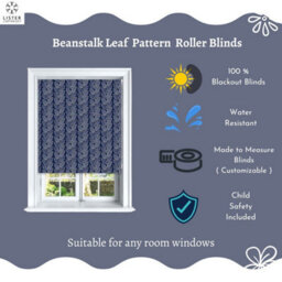 Lister Cartwright Beanstalk Leaf Patterned Roller Blinds - (180 X 140 Cm) Easy To Fit Child Safety Included - Midnight - thumbnail 3