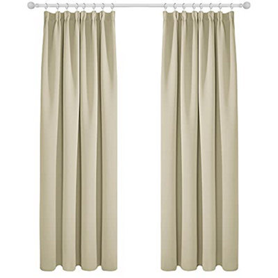 Deconovo Blackout Curtains Super Soft Thermal Insulated Energy Saving Pencil Pleat Blackout Curtains 52X90 Inch Beige 2 Panels - image 1