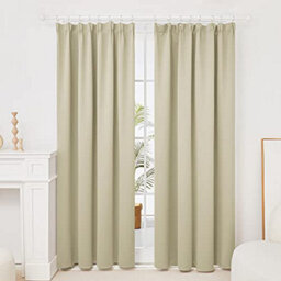 Deconovo Blackout Curtains Super Soft Thermal Insulated Energy Saving Pencil Pleat Blackout Curtains 52X90 Inch Beige 2 Panels - thumbnail 2