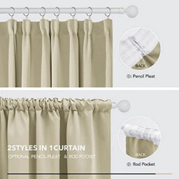Deconovo Blackout Curtains Super Soft Thermal Insulated Energy Saving Pencil Pleat Blackout Curtains 52X90 Inch Beige 2 Panels - thumbnail 4