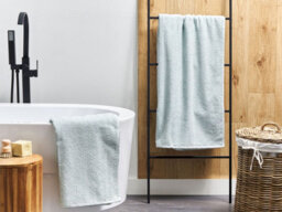 Beliani Set Of 2 Towels Mitiaro Terry Cotton Mint Green - thumbnail 2