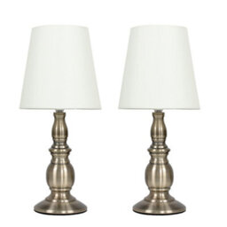 Valuelights Sierra Pair Of Vintage Traditional Antique Brassed Touch Table Lamps - Includes Led Candle Bulbs In Warm White