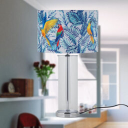 First Choice Lighting Set Of 2 Aura - Chrome Table Lamps With Parrot Velvet Shades - thumbnail 8