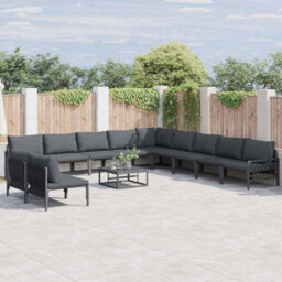 Berkfield Garden Sofa Set 11 Pcs Anthracite Steel - thumbnail 1