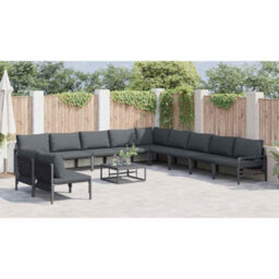 Berkfield Garden Sofa Set 11 Pcs Anthracite Steel - thumbnail 4