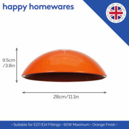 Happy Homewares Industrial Retro Designer Orange Gloss Disc Metal Ceiling Pendant Lighting Shade - thumbnail 4