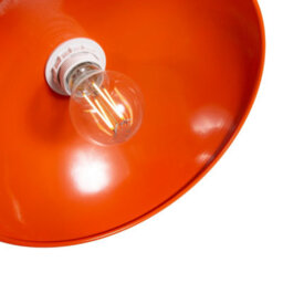Happy Homewares Industrial Retro Designer Orange Gloss Disc Metal Ceiling Pendant Lighting Shade - thumbnail 2