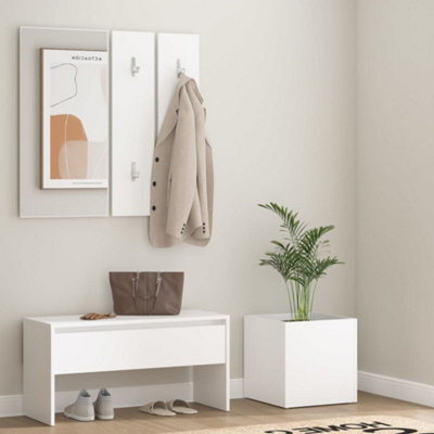 Walplus Hallway Furniture Set White Engineered Wood - image 1