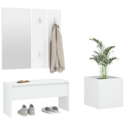 Walplus Hallway Furniture Set White Engineered Wood - thumbnail 4