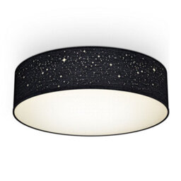 B.k.licht Bulb Socket E27 Black Fabric Shade Ceiling Lamp (Dia)38Cm - thumbnail 1