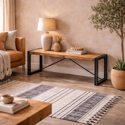 Wyld Haus Toivakka Industrial Reclaimed Wood And Metal Dining Bench - image 1