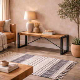 Wyld Haus Toivakka Industrial Reclaimed Wood And Metal Dining Bench - thumbnail 1