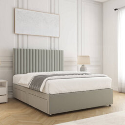 Bsspoke Brooke Divan Bed Set Silver Velvet With 24Inch Panel Headboard & Mattress & 2 Drawers Same Side 3Ft 4Ft 4Ft6 5Ft 6Ft - thumbnail 3