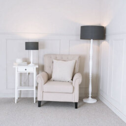 Valuelights Victoria Traditional White Wood Candlestick Floor Lamp With Charcoal Drum Shade - Led Bulb Included - thumbnail 3