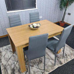 Kosy Koala Dining Table And 4 Chairs Oak Effect Table With 4 Grey Chairs Dining Room Furniture - thumbnail 3