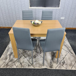 Kosy Koala Dining Table And 4 Chairs Oak Effect Table With 4 Grey Chairs Dining Room Furniture