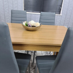 Kosy Koala Dining Table And 4 Chairs Oak Effect Table With 4 Grey Chairs Dining Room Furniture - thumbnail 2