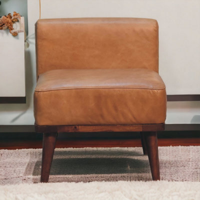 Artisan Furniture Solid Wood Tan Buffalo Backrest Footstool - image 1
