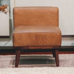 Artisan Furniture Solid Wood Tan Buffalo Backrest Footstool - thumbnail 1