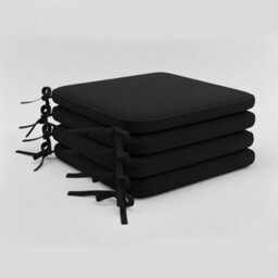 Foam Seat Pad With Ties Pack Of 4 Comfortable Chair Cushion For Dining, Kitchen Garden Seating Black - thumbnail 2