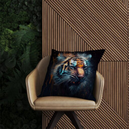 Warren Reed Designer Tiger Face Splashart Dark Background Outdoor Cushion 45Cm X 45Cm - thumbnail 2