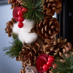 Dibor 36Cm Pinecone And Roses Front Door Christmas Wreath With Star Wreath Hanger - thumbnail 3