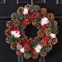 Dibor 36Cm Pinecone And Roses Front Door Christmas Wreath With Star Wreath Hanger - thumbnail 2