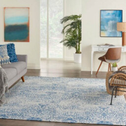 Blue Modern Easy To Clean Floral Dining Room Bedroom And Living Room Rug-152Cm X 213Cm - thumbnail 3