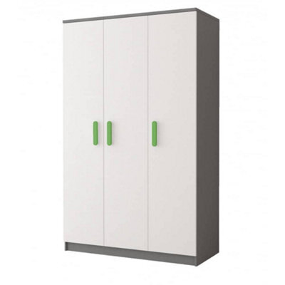 Arte Smyk Ii 19 Grey Carcass White Front Hinged Wardrobe 1200mm H1930mm D500mm With Vibrant Lime Green Handles - image 1