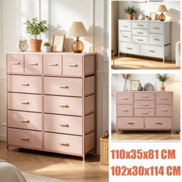 Pink 12 Drawer Chest Of Drawers Modern Chest Of Drawers Bedroom Furniture Storage Bedside Cabinet - thumbnail 2