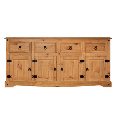 Sideboard Large 4 Door 4 Drawer Solid Wood Mexican Pine Wooden Cabinet - image 1