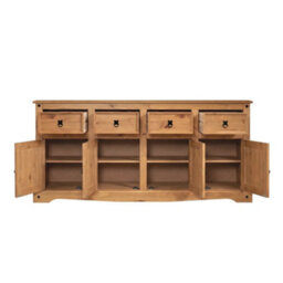 Sideboard Large 4 Door 4 Drawer Solid Wood Mexican Pine Wooden Cabinet - thumbnail 3
