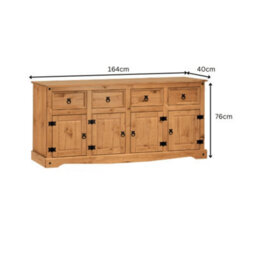 Sideboard Large 4 Door 4 Drawer Solid Wood Mexican Pine Wooden Cabinet - thumbnail 2