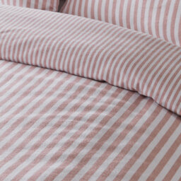 Catherine Lansfield Brushed Stripe Cotton Reversible Double Duvet Cover Set With Pillowcases Blush Pink - thumbnail 4