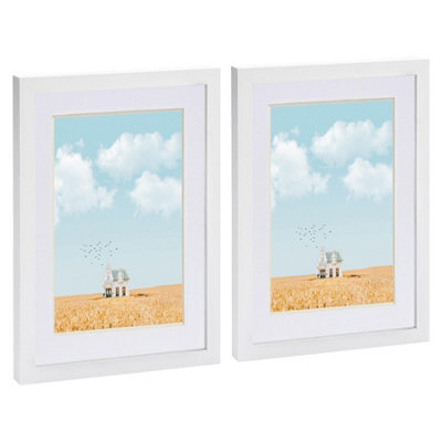 "Nicola Spring Photo Frames With A5 Mount - A4 (8"" X 12"") - White/white - Pack Of 2" - image 1