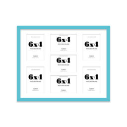 20X16 Inch 7 Opening Photo Collage Frame, Display Seven 6X4 Inch Photos, Multi Aperture Family Picture Frame, Turquoise - thumbnail 2