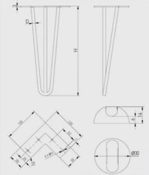 "B2C 4X Hairpin Legs Hair Pin Legs Set For Furniture Bench Desk Table Metal Steel Diy3 Prong (12mm) 71.1Cm - 28""" - thumbnail 3