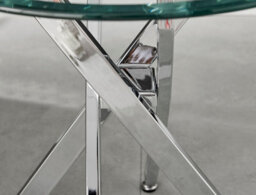Furniturebox Novara Round Tempered Glass Side End Table With Angled Starburst Silver Chrome Metal Legs For Modern Glam Minimalist Living Room - thumbnail 4