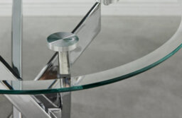 Furniturebox Novara Round Tempered Glass Side End Table With Angled Starburst Silver Chrome Metal Legs For Modern Glam Minimalist Living Room - thumbnail 3