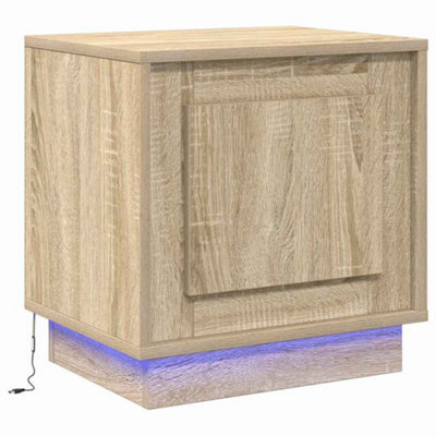 Berkfield Modern Bedside Cabinet With Led Lights Sonoma Oak 44X34,5X45 Cm - image 1