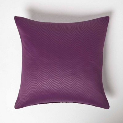 Homescapes Aubergine Herringbone Chevron Cushion Cover - image 1