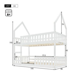 Abrihome Bunk Bed, Twin Sleeper Bed With Ladder, Solid Wood Frame 3Ft Single Bed,  90 X 190 Cm Wooden Bed Frame For Kids Children (White) - thumbnail 6