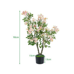 Costway 90 Cm Artificial Impatiens Blossom Tree Faux Pink Floral Plant - thumbnail 8