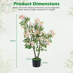 Costway 90 Cm Artificial Impatiens Blossom Tree Faux Pink Floral Plant - thumbnail 2