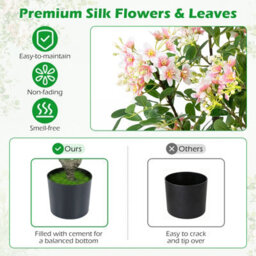 Costway 90 Cm Artificial Impatiens Blossom Tree Faux Pink Floral Plant - thumbnail 6