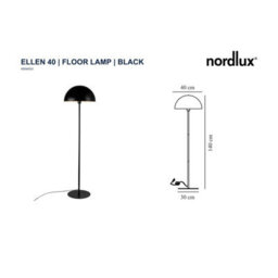 Nordlux Ellen Metal Floor Lamp Dome Shade Black,mains - thumbnail 4