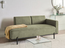 Beliani Chaise Longue Savasse Faux Linen Green - thumbnail 2